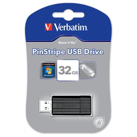 Memorie USB2.0 32GB neagra, VERBATIM Pinstripe