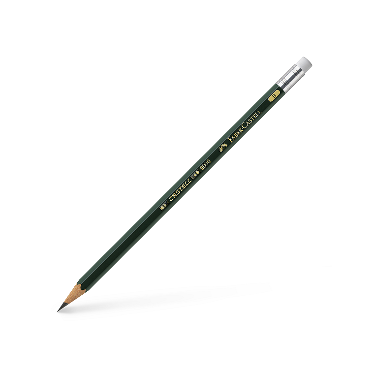 Creion grafit B cu radiera, FABER-CASTELL CASTELL 9000