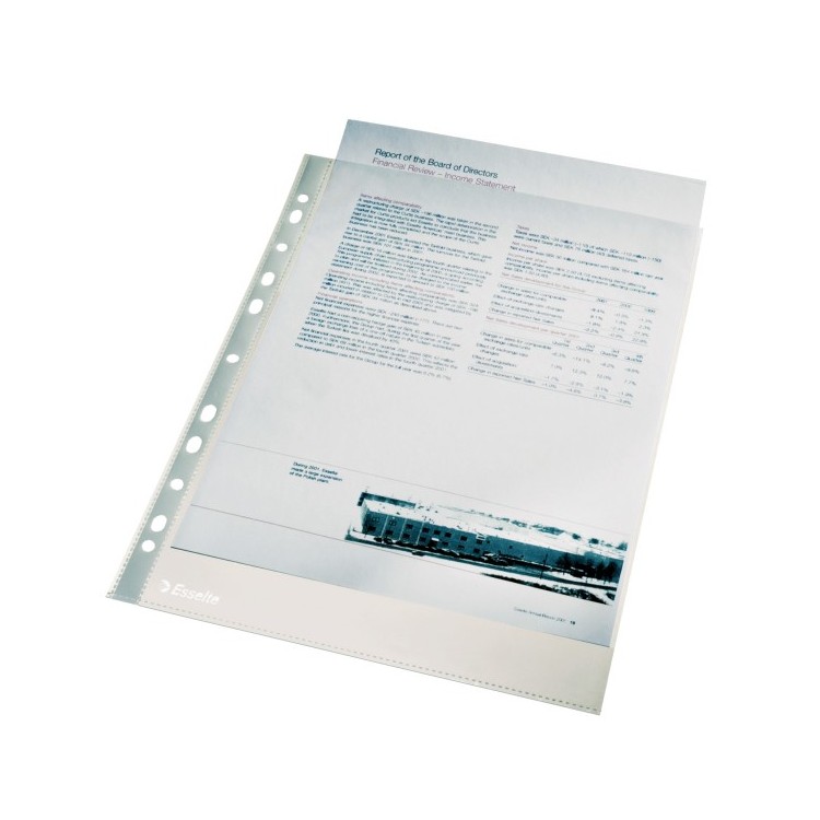 Folie protectie documente A4 105mic cristal 100 buc/set, ESSELTE