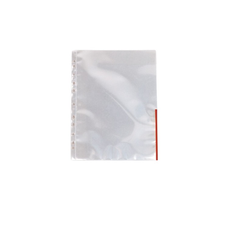 Folie protectie documente A4 105mic cristal margine rosie, ESSELTE