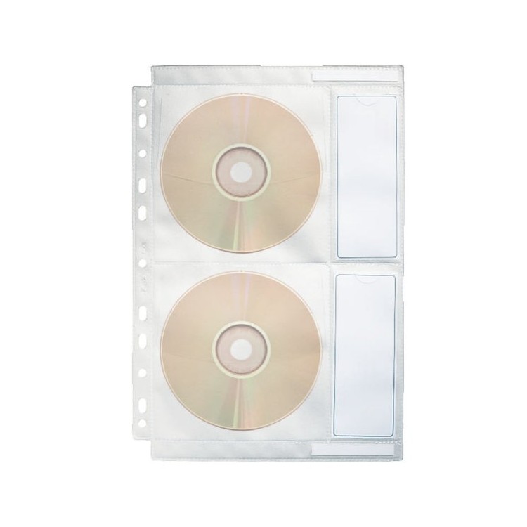Folie protectie documente A4 2 CD/DVD cristal 5 buc/set, ESSELTE
