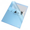 Folie protectie documente A4 deschidere "L" 105mic albastra, ESSELTE