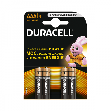 Baterie 1.5V AAA (LR03) 4 buc/set, DURACELL Alkaline