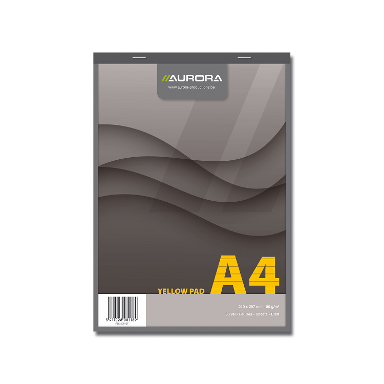 Blocnotes A4 80 file dictando 80g/mp hartie galbena, AURORA Office