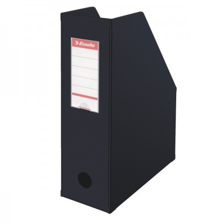 Suport vertical documente 10cm carton plastifiat negru, ESSELTE