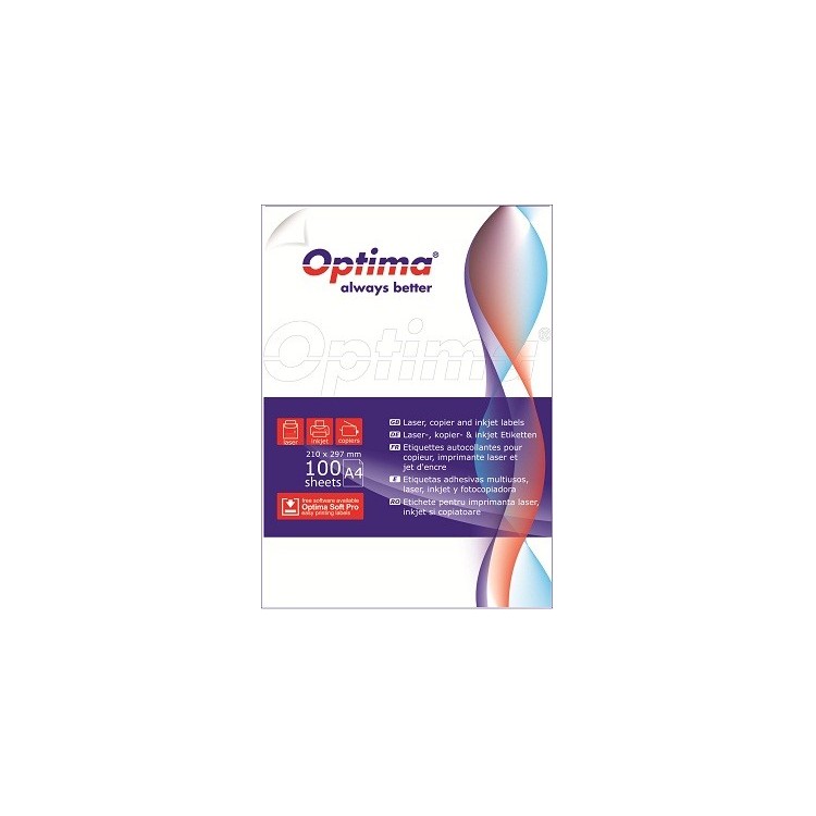 Etichete adezive 1/A4 210x297mm verzi 100 coli/top, OPTIMA