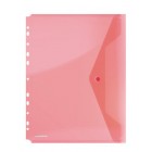 Folie protectie documente A4 cu clapa laterala si capsa 200mic rosie transparent, DONAU