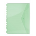 Folie protectie documente A4 cu clapa laterala si capsa 200mic verde transparent, DONAU