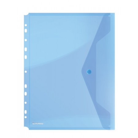 Folie protectie documente A4 cu clapa laterala si capsa 200mic albastra transparent, DONAU